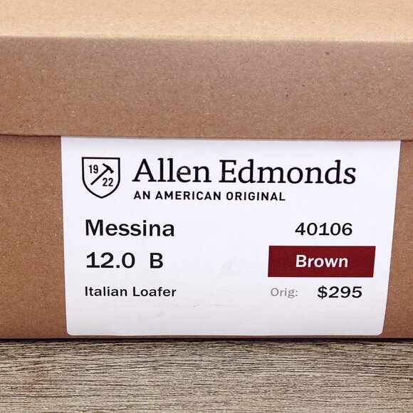 Allen Edmonds MESSINA Italian Loafer 12 B Narrow Brown * add $15 new Trees main image 11